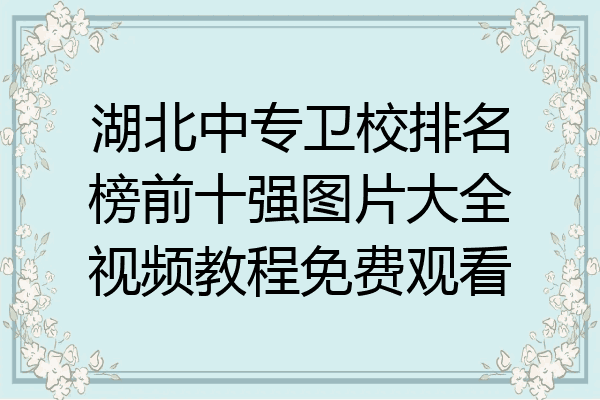 湖北中专卫校排名榜前十强图片大全视频教程免费观看