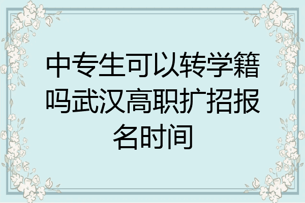 中专生可以转学籍吗武汉高职扩招报名时间