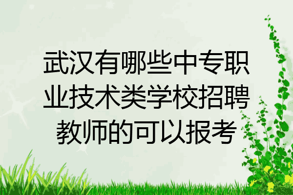 武汉有哪些中专职业技术类学校招聘教师的可以报考