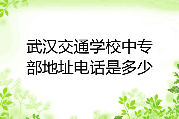武汉交通学校中专部地址电话是多少