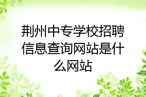 荆州中专学校招聘信息查询网站是什么网站
