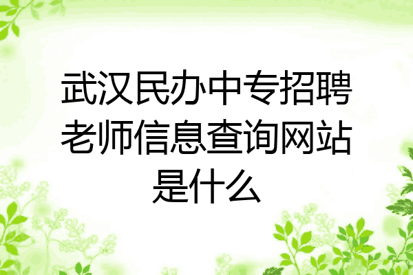 武汉民办中专招聘老师信息查询网站是什么