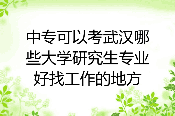 中专可以考武汉哪些大学研究生专业好找工作的地方
