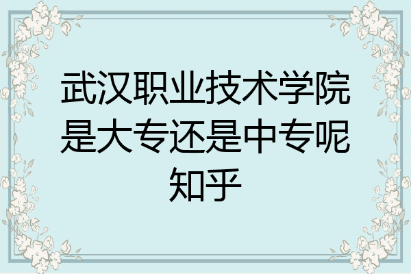 武汉职业技术学院是大专还是中专呢知乎