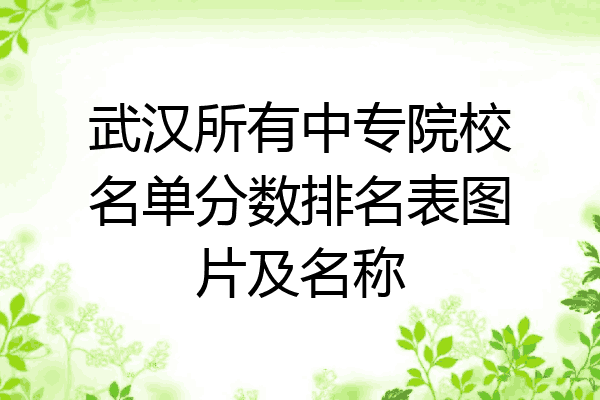 武汉所有中专院校名单分数排名表图片及名称