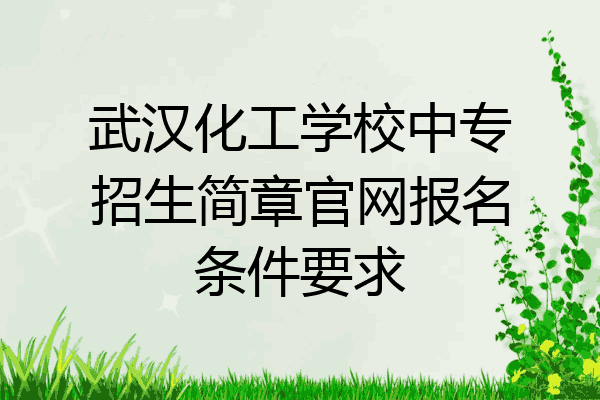 武汉化工学校中专招生简章官网报名条件要求