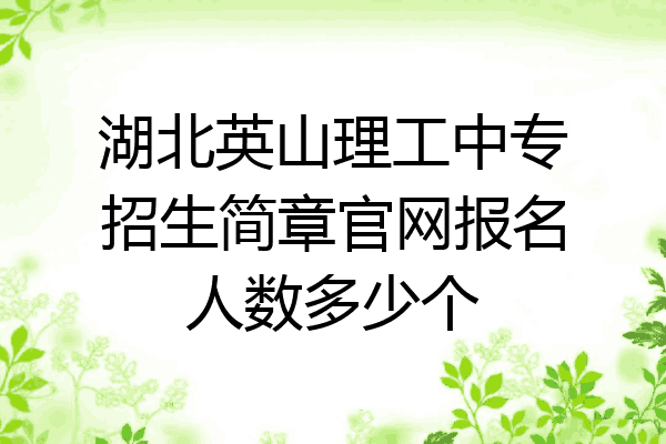 湖北英山理工中专招生简章官网报名人数多少个