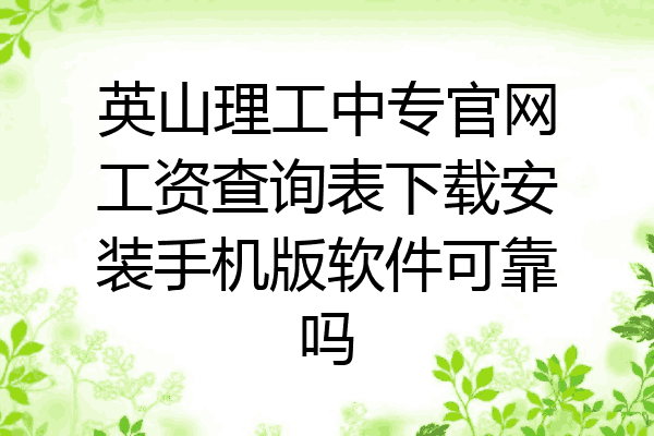 英山理工中专官网工资查询表下载安装手机版软件可靠吗