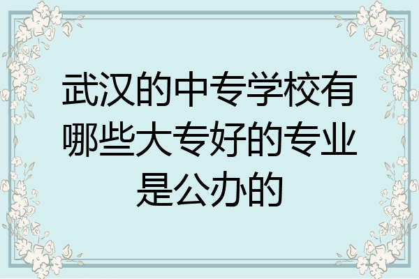 武汉的中专学校有哪些大专好的专业是公办的