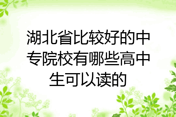 湖北省比较好的中专院校有哪些高中生可以读的