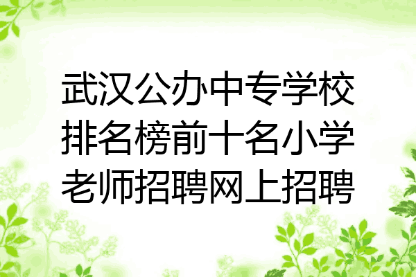 武汉公办中专学校排名榜前十名小学老师招聘网上招聘