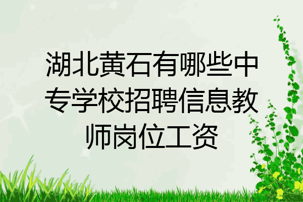 湖北黄石有哪些中专学校招聘信息教师岗位工资