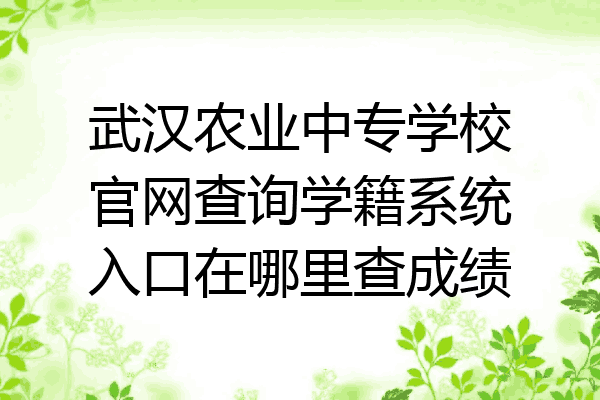 武汉农业中专学校官网查询学籍系统入口在哪里查成绩