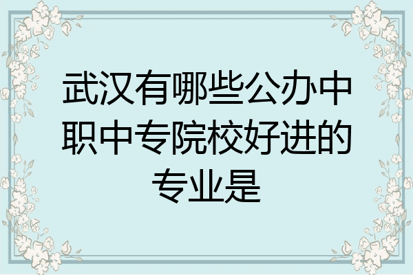 武汉有哪些公办中职中专院校好进的专业是
