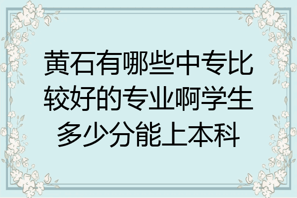 黄石有哪些中专比较好的专业啊学生多少分能上本科