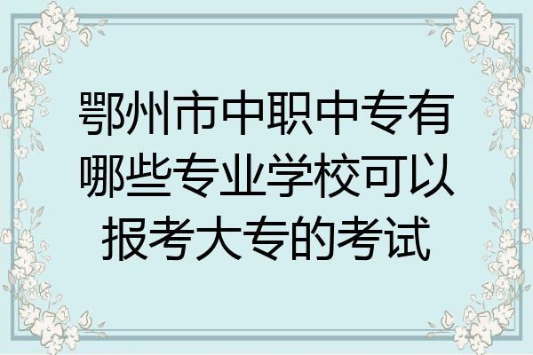 鄂州市中职中专有哪些专业学校可以报考大专的考试