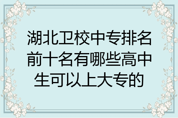 湖北卫校中专排名前十名有哪些高中生可以上大专的
