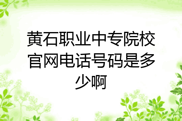 黄石职业中专院校官网电话号码是多少啊