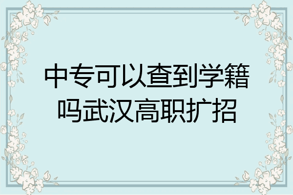 中专可以查到学籍吗武汉高职扩招