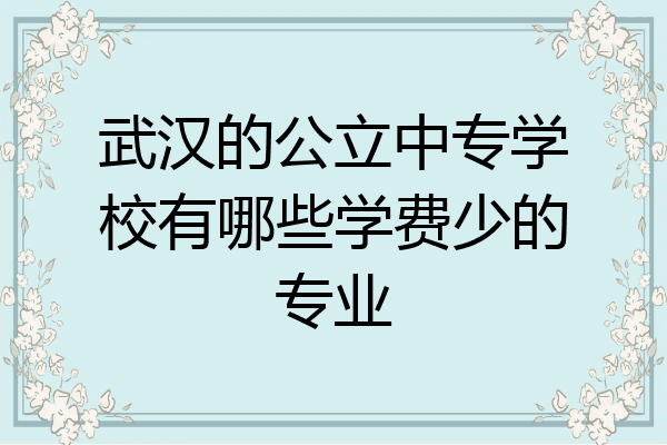 武汉的公立中专学校有哪些学费少的专业