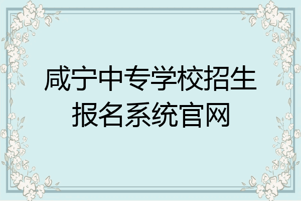 咸宁中专学校招生报名系统官网