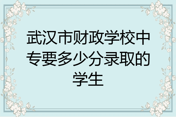 武汉市财政学校中专要多少分录取的学生
