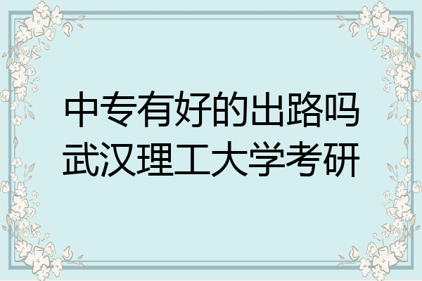 中专有好的出路吗武汉理工大学考研