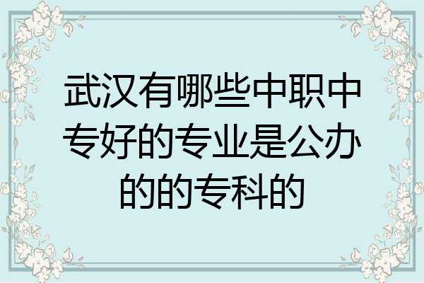武汉有哪些中职中专好的专业是公办的的专科的