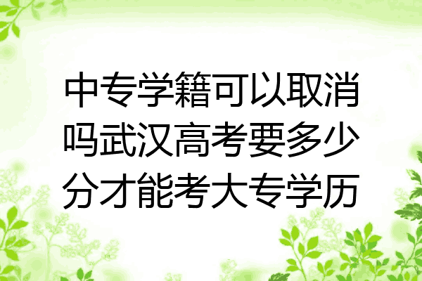 中专学籍可以取消吗武汉高考要多少分才能考大专学历