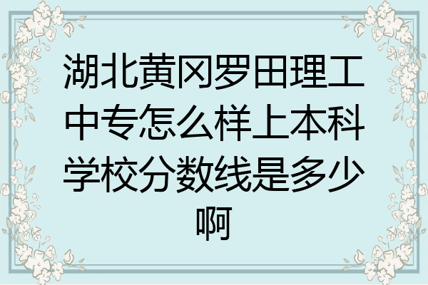 湖北黄冈罗田理工中专怎么样上本科学校分数线是多少啊
