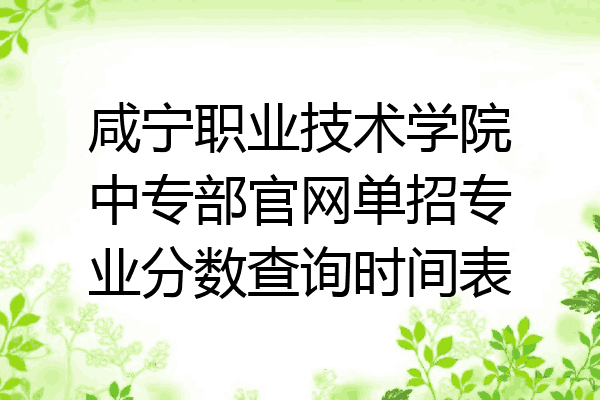 咸宁职业技术学院中专部官网单招专业分数查询时间表