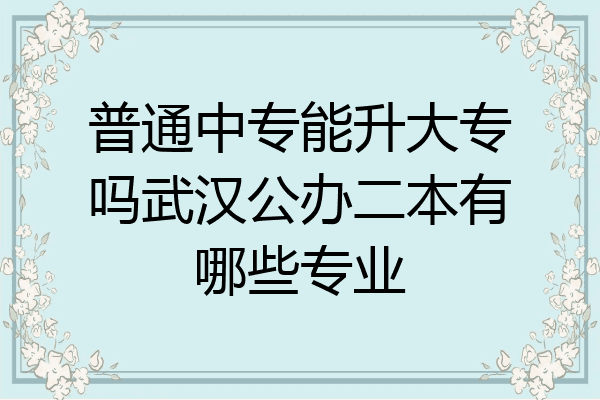 普通中专能升大专吗武汉公办二本有哪些专业
