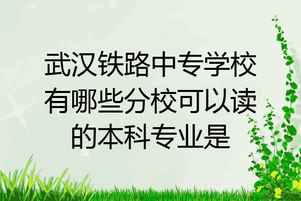 武汉铁路中专学校有哪些分校可以读的本科专业是