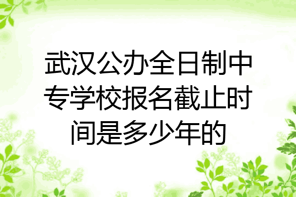 武汉公办全日制中专学校报名截止时间是多少年的