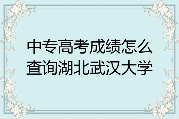 中专高考成绩怎么查询湖北武汉大学