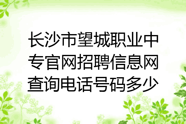 长沙市望城职业中专官网招聘信息网查询电话号码多少