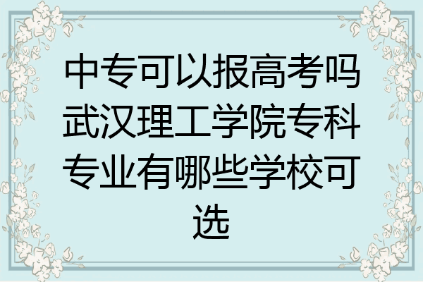 中专可以报高考吗武汉理工学院专科专业有哪些学校可选