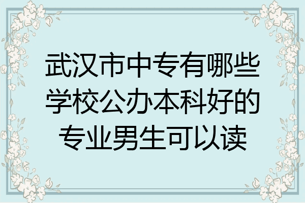 武汉市中专有哪些学校公办本科好的专业男生可以读