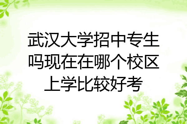 武汉大学招中专生吗现在在哪个校区上学比较好考