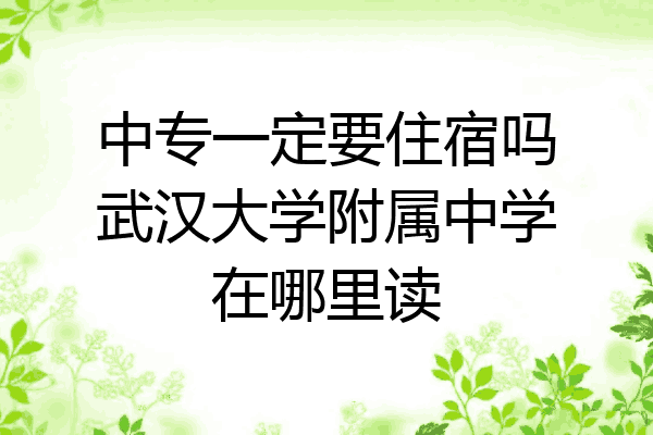 中专一定要住宿吗武汉大学附属中学在哪里读