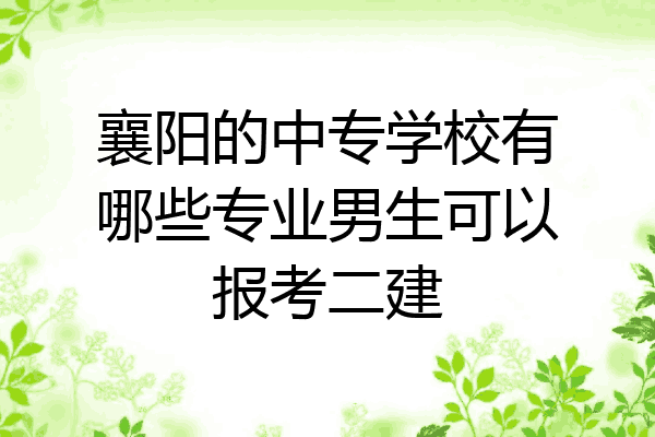 襄阳的中专学校有哪些专业男生可以报考二建