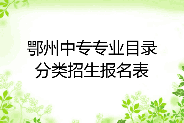 鄂州中专专业目录分类招生报名表