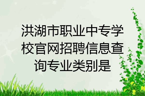 洪湖市职业中专学校官网招聘信息查询专业类别是