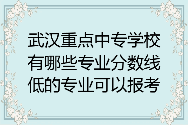 武汉重点中专学校有哪些专业分数线低的专业可以报考