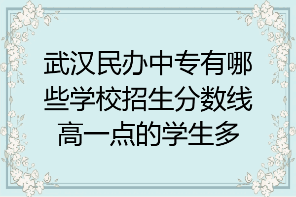 武汉民办中专有哪些学校招生分数线高一点的学生多