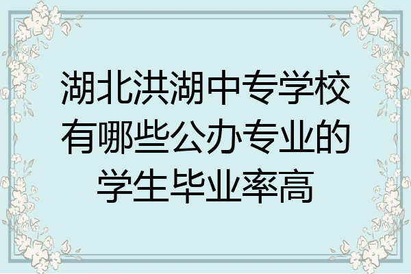 湖北洪湖中专学校有哪些公办专业的学生毕业率高