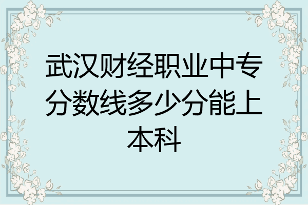 武汉财经职业中专分数线多少分能上本科