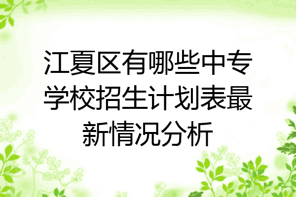 江夏区有哪些中专学校招生计划表最新情况分析