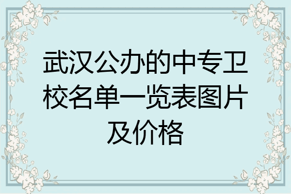 武汉公办的中专卫校名单一览表图片及价格