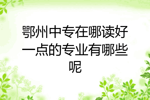 鄂州中专在哪读好一点的专业有哪些呢